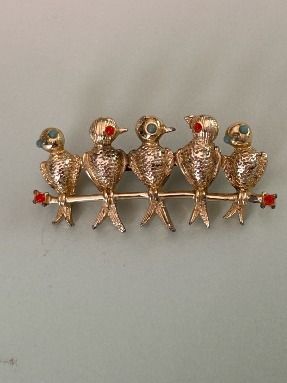 Gold-Tone Five Birds on a Branch Gerry’s Signed  Brooch (4)